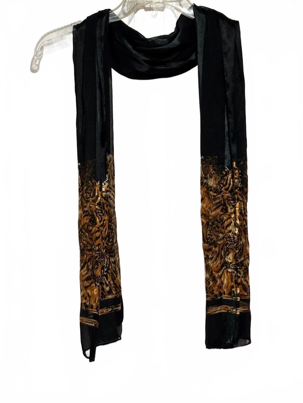 Black and Brown Tiger Print Sheer Scarf